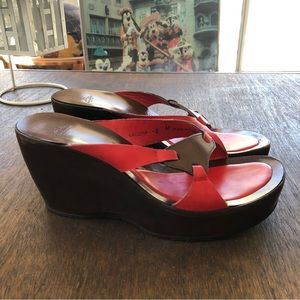 Bally Valoira Red Wooden Clogs